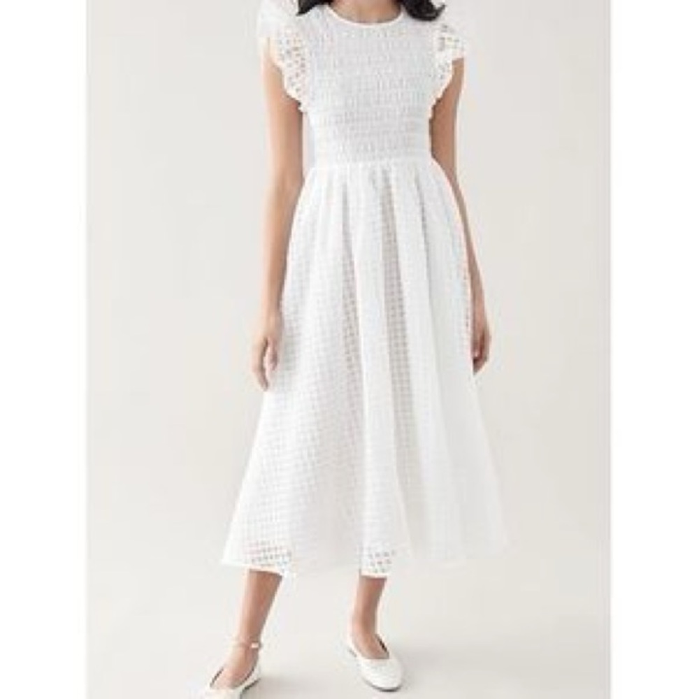 En Saison White Pleated Midi Sundress